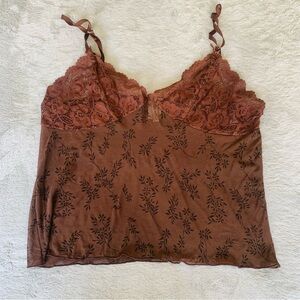 Vintage Rampage Camisole Tank Top 90’s Y2K Lace Floral Brown Women’s Sz